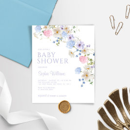 Budget Pastell Vildblomma Bebis Shower Inbjudan
