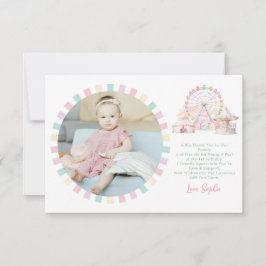 BUDGET Pastellfärgad Karneval Cirkus Födelsedagsfo Tack Kort