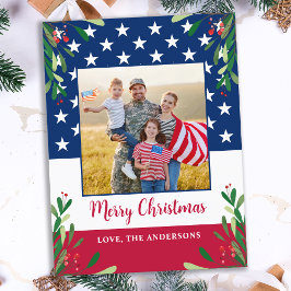 Budget Patriotic jul Milito Photo USA flagga Vykort