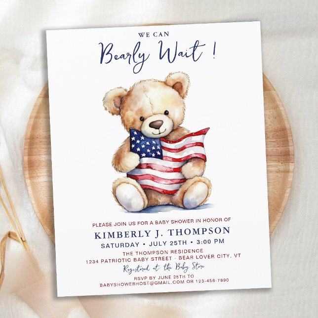 Budget Patriotic Nalle Baby Shower-inbjudan (Skapare uppladdad)
