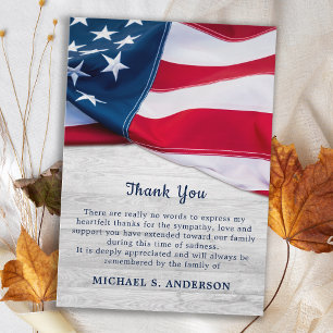 Budget Patriotic US Flagga Veteran Funeral Tack Anteckningskort