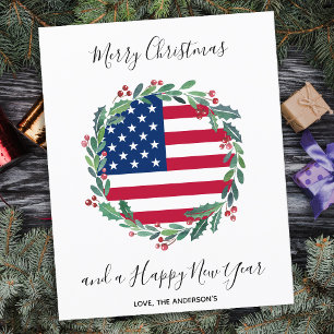 Budget Patriotisk USA Amerikansk flagg Julkort