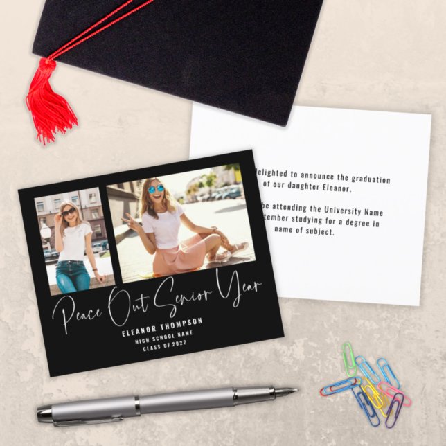 Budget Peace Out 2 Photo 2022 Grad Black Announce (Skapare uppladdad)