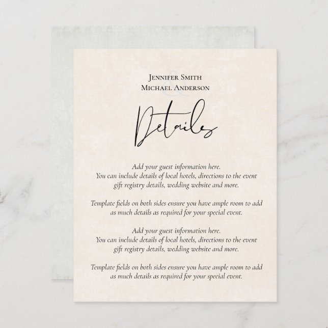 BUDGET Peach Grått Bröllop Watercolor (Fram/baksida)