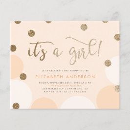 Budget Peach & Guld Confetti Girl Baby Shower