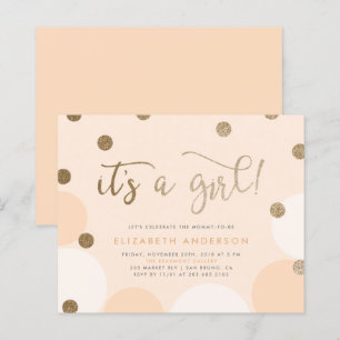 Budget Peach & Guld Confetti Girl Baby Shower