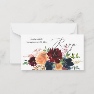 Budget Peach, Navy, Burgundy Blommigt 2SM Meal OSA Anteckningskort