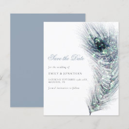 Budget Peacock Feather Bröllop spara datum