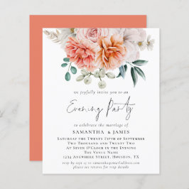 Budget Peonies Coral QR Bröllop Evening Party