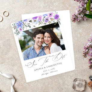 Budget Peri & Lila Blommig Foto Spara Datum