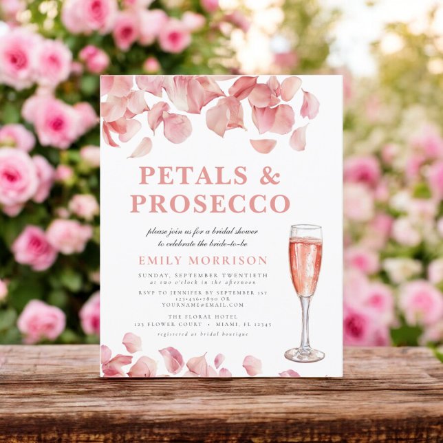 Budget Petals & Prosecco Inbjudningskort för möhip (Skapare uppladdad)