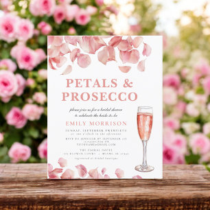 Budget Petals & Prosecco Inbjudningskort för möhip Flygblad