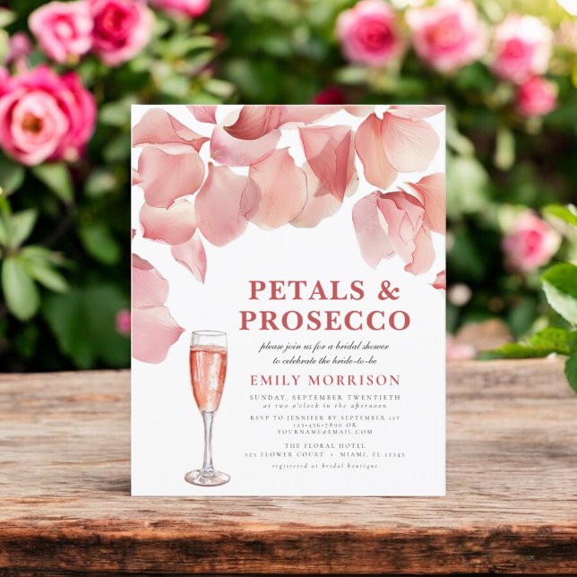 Budget Petals & Prosecco Inbjudningskort för möhip Flygblad (Skapare uppladdad)