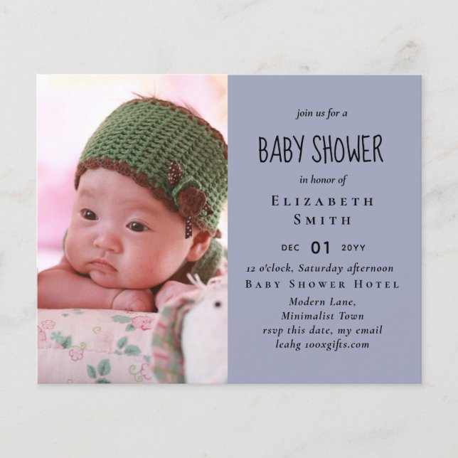 BUDGET Photo Baby Shower-avisering Tack (Framsida)