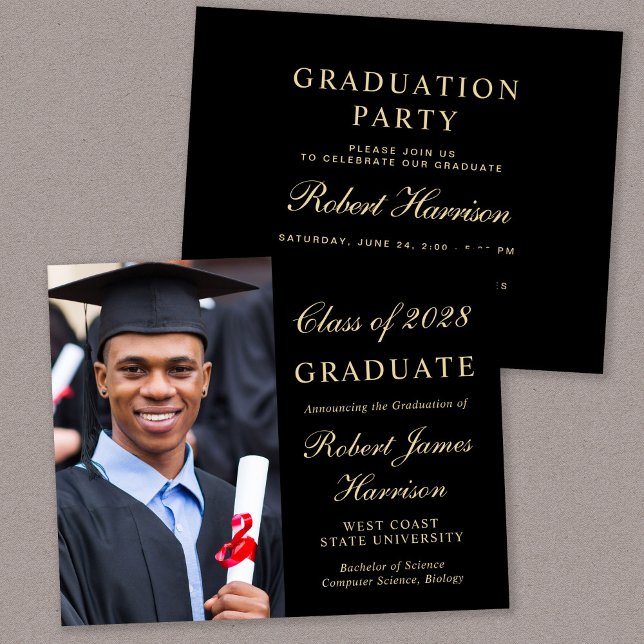 Budget Photo Black College Graduation Party Inbjud (Skapare uppladdad)