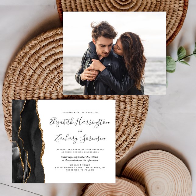 Budget Photo Black Guld Agate Wedding bjudande (Skapare uppladdad)