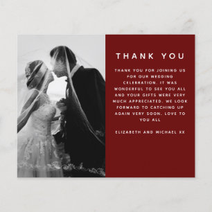 BUDGET Photo Bröllop Tack Modern Burgundy Red Flygblad