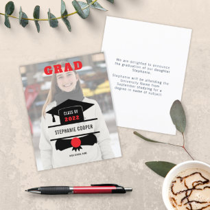 Budget Photo Cap Red Black 2022 Grad-meddelande