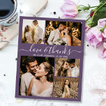 Budget Photo Collage Bröllop Tack Mauve Flyer<br><div class="desc">Budgeterad Elegant Dusty Mauve Lila Bröllop 5 Photo Collage Tack personlig till ett överkomligt pris för lågbudgetflygare. Modern bröllop tackar dig för en mall med fem (5) foto på framsidan och ett (1) foto på baksidan. På framsidan av det pappra typografiskriptet "Kärlek and tack" med en snabb teckenstil i vitt...</div>