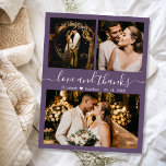 Budget Photo Collage Mauve Bröllop Tack Flyer<br><div class="desc">Budget, Modern, Elegant, Handskriften "Kärlek och tack" Skript Bröllop (3) Tre personliger för Photo Collage Tack har ett överkomligt pris för lågbudgetflygare. Snyggt bröllop tackar dig för en mall med tre foto på framsidan och ett foto på baksidan. ***NOTERA! *** RULLA FÖR MER INFORMATION! *** Med texten "Kärlek och tack"...</div>