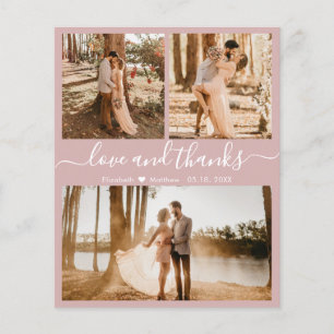 Budget Photo Collage Rosa Bröllop Tack Flyer