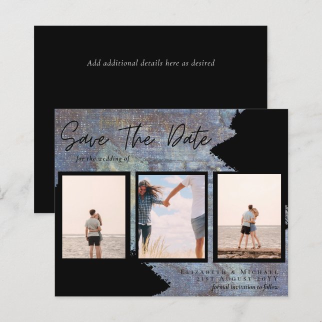 BUDGET Photo Collage Spara Date Bröllop Modern (Fram/baksida)