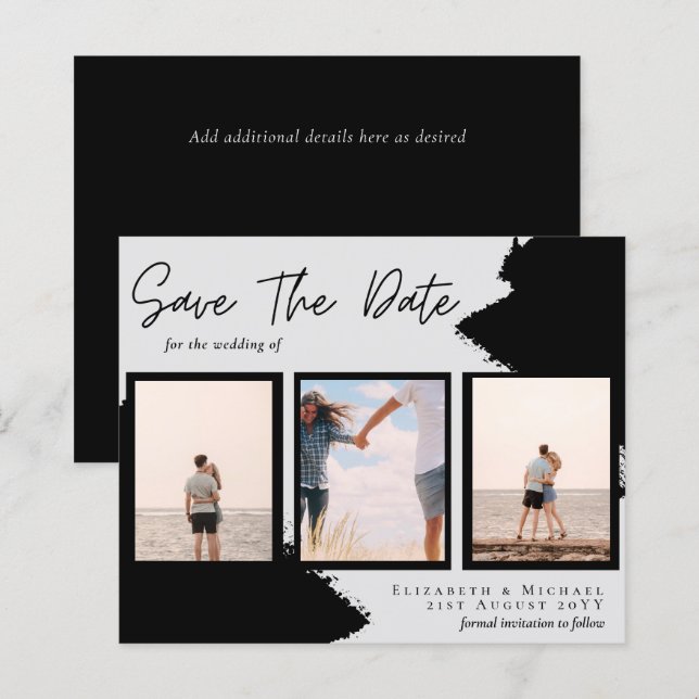 BUDGET Photo Collage Spara Date Bröllop Modern (Fram/baksida)