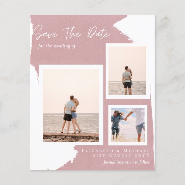 BUDGET Photo Collage Spara Date Modern Abstrakt Flygblad (Framsidan)