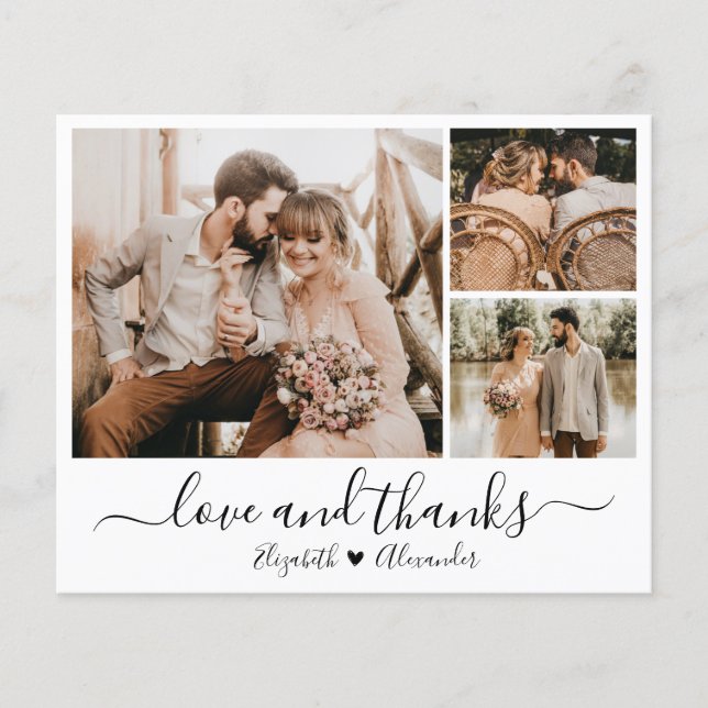 Budget Photo Collage Wedding Thank You Card (Framsida)
