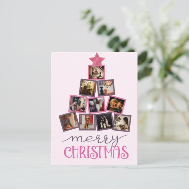 Budget Photo God jul Rosa jul Vykort (Stående Fram)