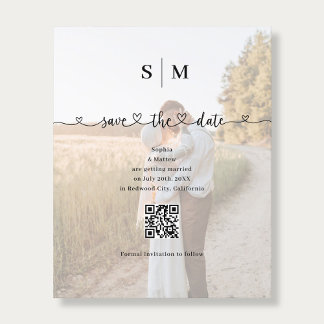 Budget Photo Heart Script Wedding Save the Date Flygblad