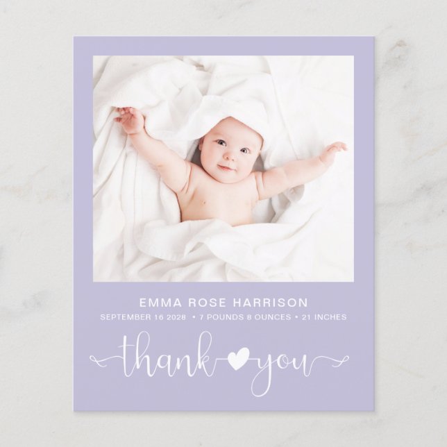 Budget Photo Lila Flicka Birth Notice (Framsida)