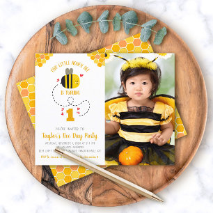 Budget Photo Little Honung Bee Birthday-inbjudan