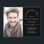 Budget Photo Man 21-årsfest Svart Inbjudan<br><div class="desc">Ett prisvärt BUDGET-alternativ i en mindre storlek på 4, 5 x 5, 6” med semi-glansig yta och 110lbs vikt, som har liknande tjocklek som ett vykort (lämpar sig dock inte att användas som vykort). OBS: det finns EN inbjudan per ark. Budget Photo Man 21-årsfest Svart Inbjudan. En helt anpassningsbar design,...</div>