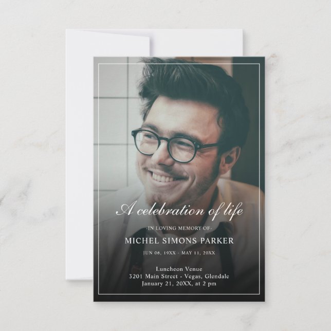 Budget Photo Memorial Firande of Life Funeral Inbjudningar (Framsida)