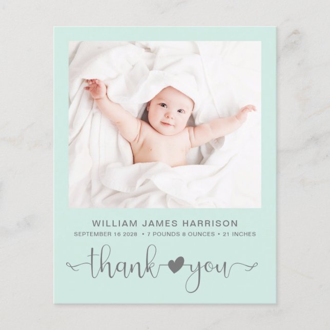 Budget Photo Mint Baby Birth Notice (Framsida)