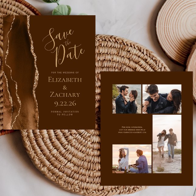 Budget Photo Mocha Gold Agate Brown Save the Date (Skapare uppladdad)