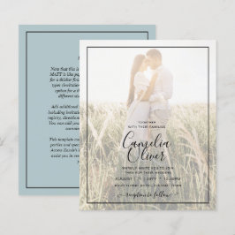 BUDGET Photo Overlay Sea Glass Sage Wedding bjudan