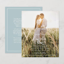 BUDGET Photo Overlay Sea Glass Sage Wedding bjudan