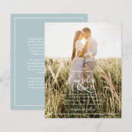 BUDGET Photo Overlay Sea Glass Sage Wedding bjudan