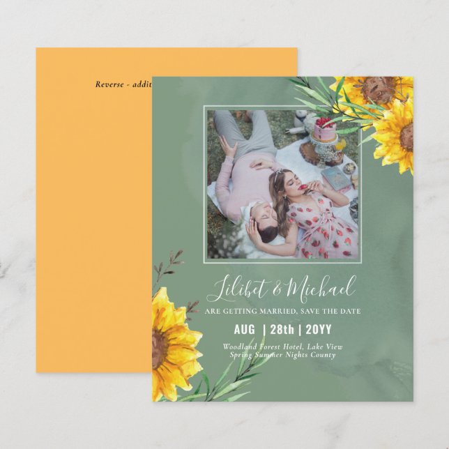 BUDGET Photo Spara Date eller Bröllop Rustic Sunsu (Fram/baksida)