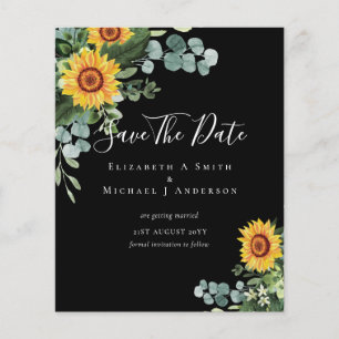 BUDGET Photo Spara Date Rustic SUNFLOWERS Greenery Flygblad