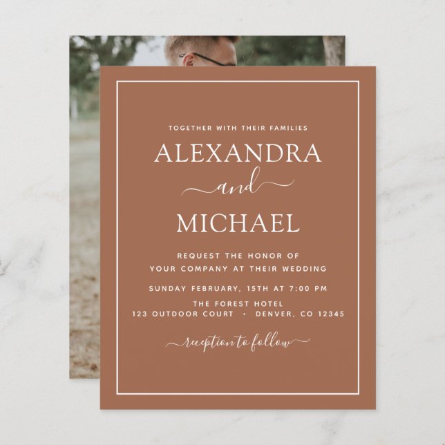 Budget Photo Terracotta Boho Bröllop Simple (Fram/baksida)