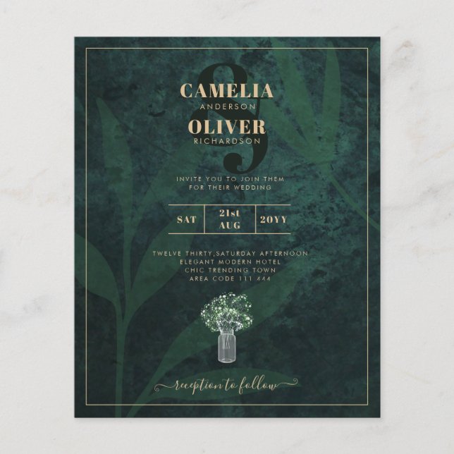 BUDGET Photo Wedding Investigation Emerald GRÖNT Flygblad (Framsidan)