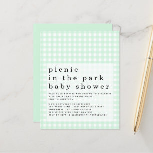 Budget Picnic Park Baby Shower Grönt Gingham