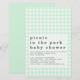 Budget Picnic Park Baby Shower Grönt Gingham