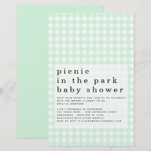 Budget Picnic Park Baby Shower Grönt Gingham