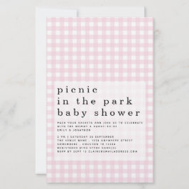 Budget Picnic Park Baby Shower Rosa Gingham Inbjud