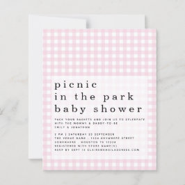 Budget Picnic Park Baby Shower Rosa Gingham Inbjud