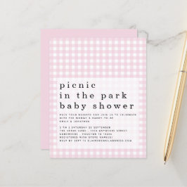 Budget Picnic Park Baby Shower Rosa Gingham Inbjud